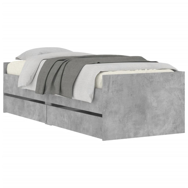 vidaXL Bed Frame with Drawers Concrete Grey 90x200 cm