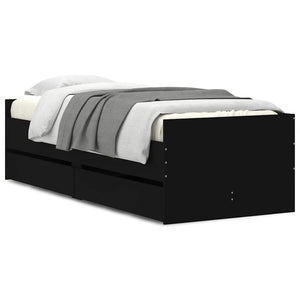 vidaXL Bed Frame with Drawers Black 90x190 cm