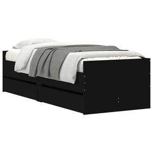 vidaXL Bed Frame with Drawers Black 90x190 cm