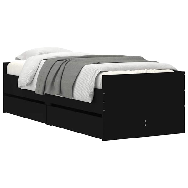 vidaXL Bed Frame with Drawers Black 90x190 cm