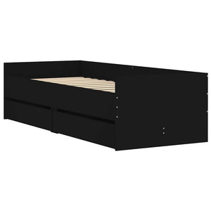 vidaXL Bed Frame with Drawers Black 90x190 cm