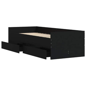 vidaXL Bed Frame with Drawers Black 90x190 cm