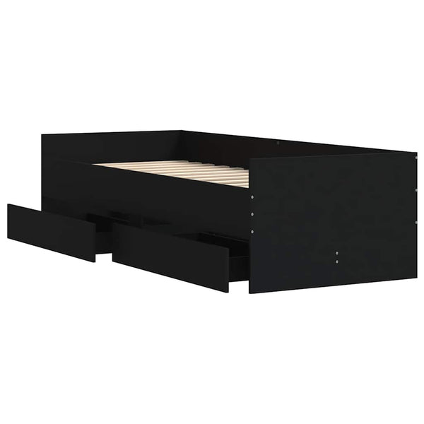 vidaXL Bed Frame with Drawers Black 90x190 cm