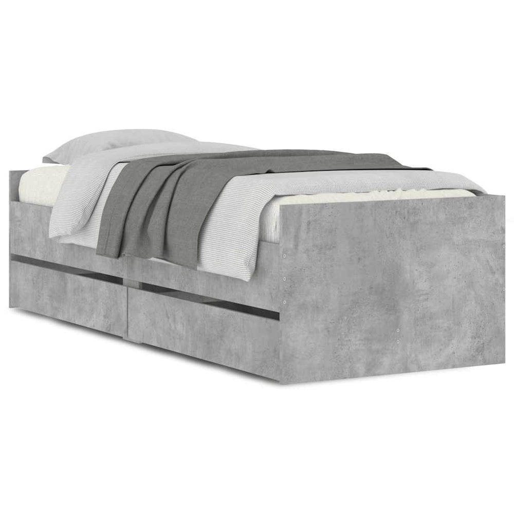 vidaXL Bed Frame with Drawers Concrete Gray 90x190 cm