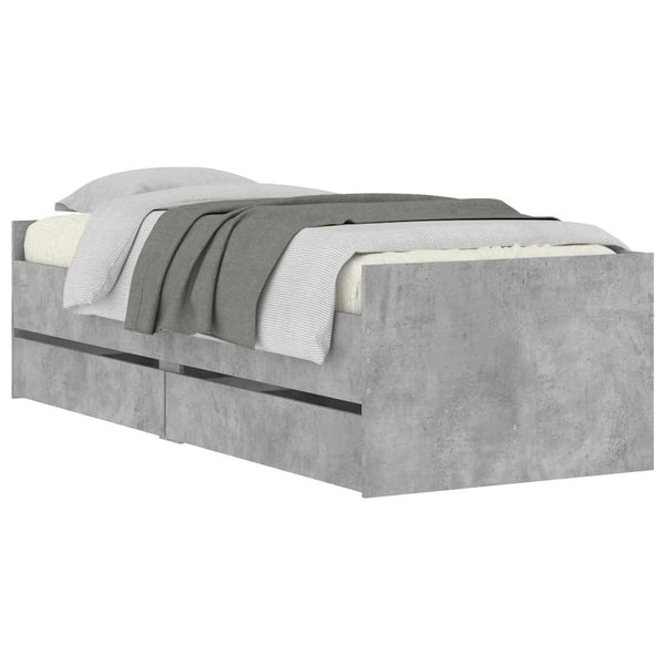 vidaXL Bed Frame with Drawers Concrete Gray 90x190 cm