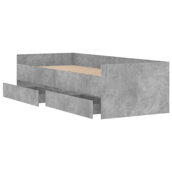 vidaXL Bed Frame with Drawers Concrete Gray 90x190 cm