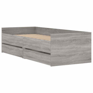 vidaXL Bed Frame with Drawers Grey Sonoma 90x190 cm