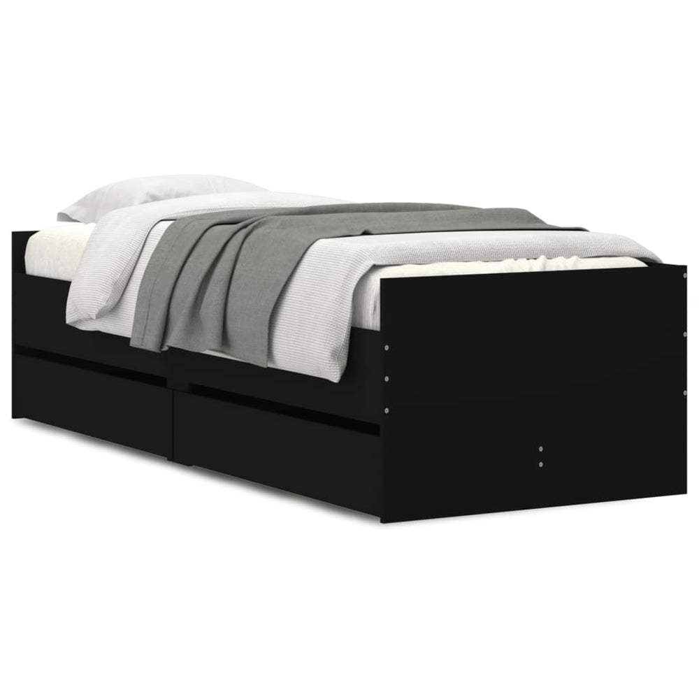 vidaXL Bed with Drawers Black 75x190 cm