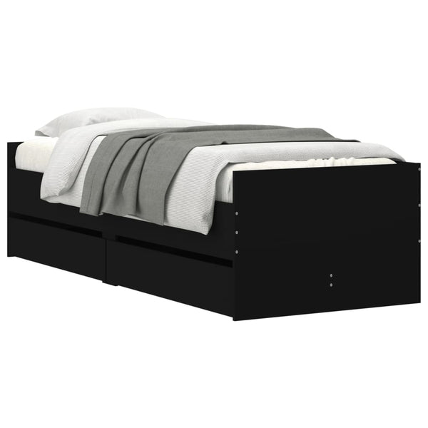 vidaXL Bed with Drawers Black 75x190 cm