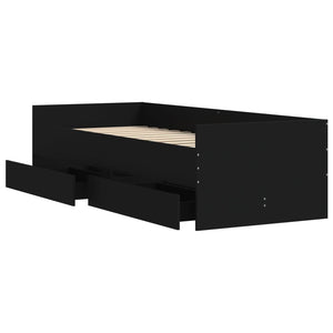 vidaXL Bed with Drawers Black 75x190 cm
