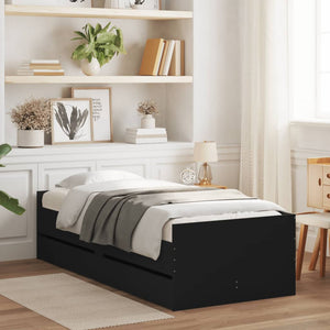 vidaXL Bed with Drawers Black 75x190 cm