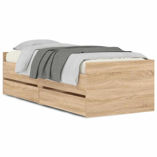 vidaXL Bed with Drawers Sonoma Oak 75x190 cm