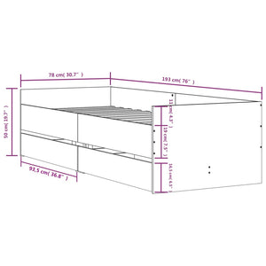 vidaXL Bed with Drawers Sonoma Oak 75x190 cm