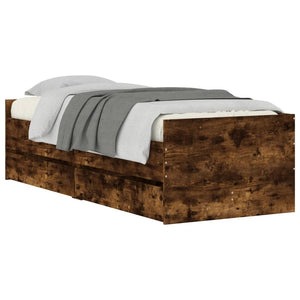vidaXL Bed with Drawers Smoked Oak 75x190 cm