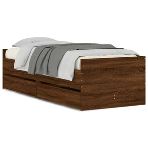 vidaXL Bed with Drawers Brown Oak-look 75x190 cm