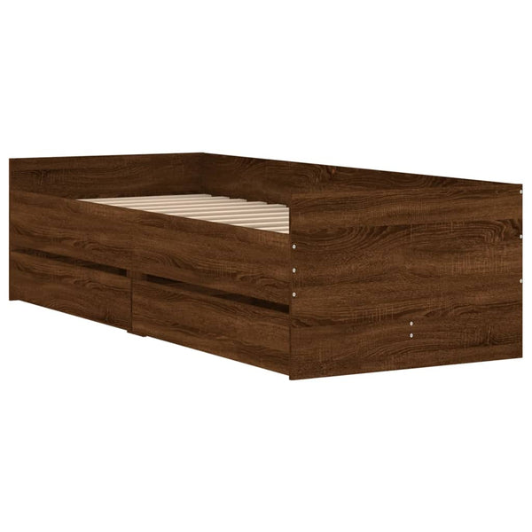 vidaXL Bed with Drawers Brown Oak-look 75x190 cm