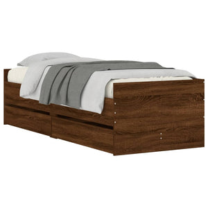 vidaXL Bed with Drawers Brown Oak-look 75x190 cm