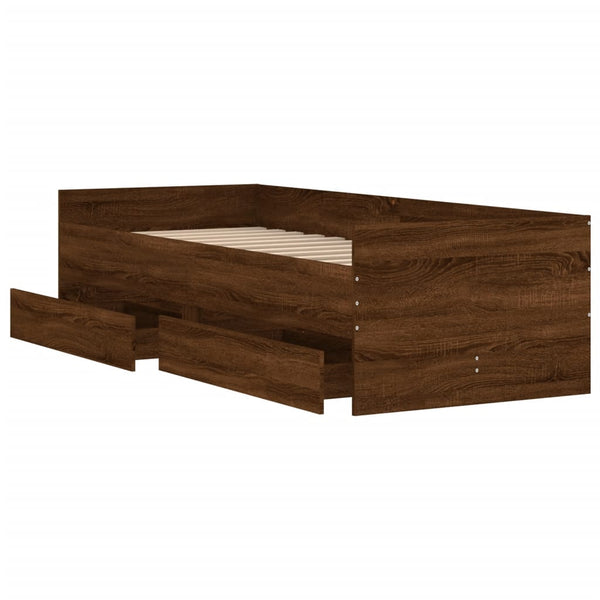 vidaXL Bed with Drawers Brown Oak-look 75x190 cm