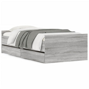 vidaXL Bed with Drawers Grey Sonoma 75x190 cm