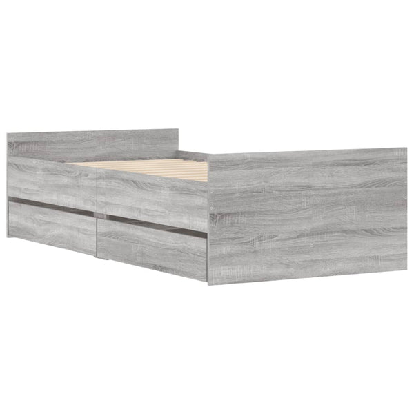 vidaXL Bed with Drawers Grey Sonoma 75x190 cm