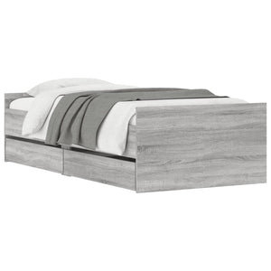 vidaXL Bed with Drawers Grey Sonoma 75x190 cm