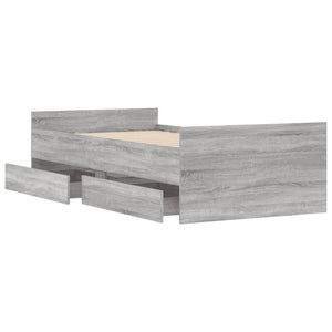 vidaXL Bed with Drawers Grey Sonoma 75x190 cm