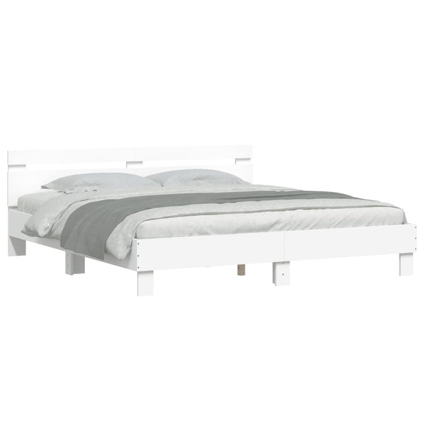vidaXL Bed Frame with Headboard White 200x200 cm Engineered Wood
