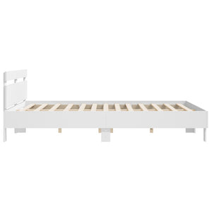 vidaXL Bed Frame with Headboard White 200x200 cm Engineered Wood