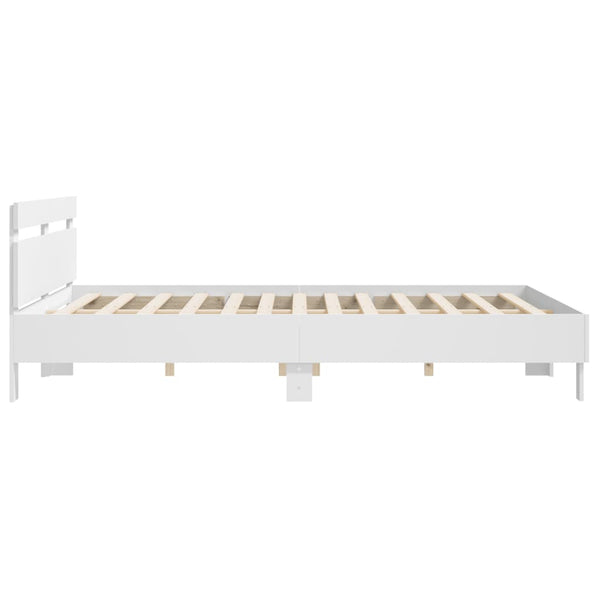 vidaXL Bed Frame with Headboard White 200x200 cm Engineered Wood