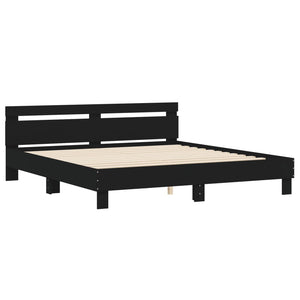 vidaXL Bed Frame with Headboard Black 200x200 cm Engineered Wood
