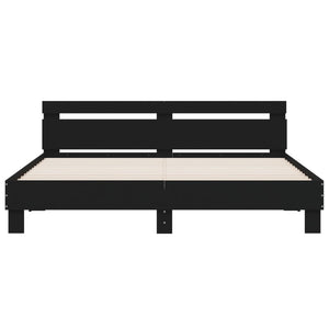 vidaXL Bed Frame with Headboard Black 200x200 cm Engineered Wood