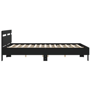 vidaXL Bed Frame with Headboard Black 200x200 cm Engineered Wood
