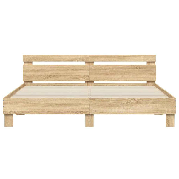 vidaXL Bed Frame with Headboard Sonoma Oak 200x200 cm Engineered Wood