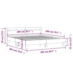 vidaXL Bed Frame with Headboard Sonoma Oak 200x200 cm Engineered Wood