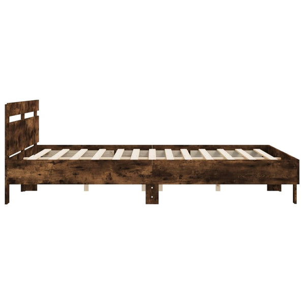 vidaXL Bed Frame with Headboard Smoked Oak 200x200 cm Engineered Wood