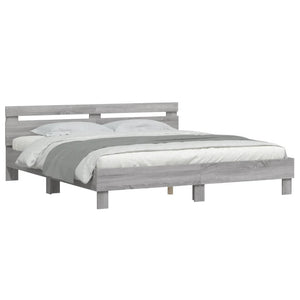 vidaXL Bed Frame with Headboard Grey Sonoma 200x200cm Engineered Wood
