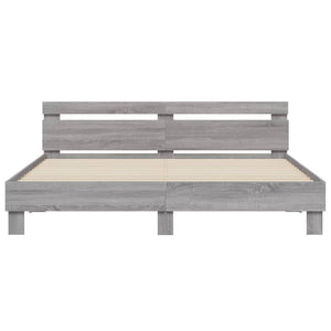 vidaXL Bed Frame with Headboard Grey Sonoma 200x200cm Engineered Wood