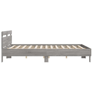 vidaXL Bed Frame with Headboard Grey Sonoma 200x200cm Engineered Wood