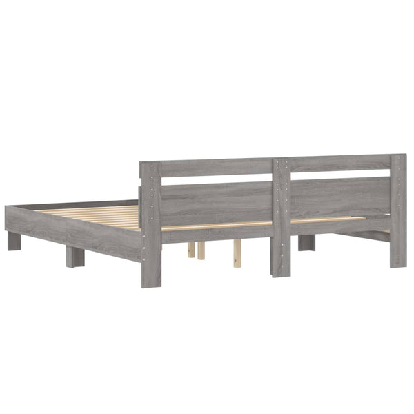 vidaXL Bed Frame with Headboard Grey Sonoma 200x200cm Engineered Wood