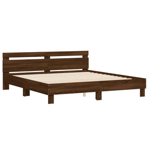 vidaXL Bed Frame with Headboard Brown Oak Effect 200x200 cm