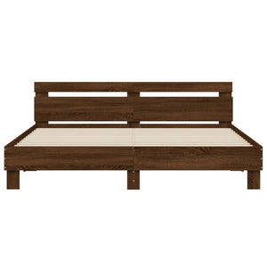 vidaXL Bed Frame with Headboard Brown Oak Effect 200x200 cm