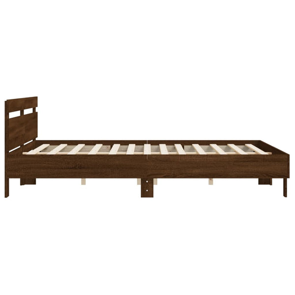 vidaXL Bed Frame with Headboard Brown Oak Effect 200x200 cm