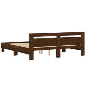 vidaXL Bed Frame with Headboard Brown Oak Effect 200x200 cm