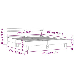 vidaXL Bed Frame with Headboard Brown Oak Effect 200x200 cm