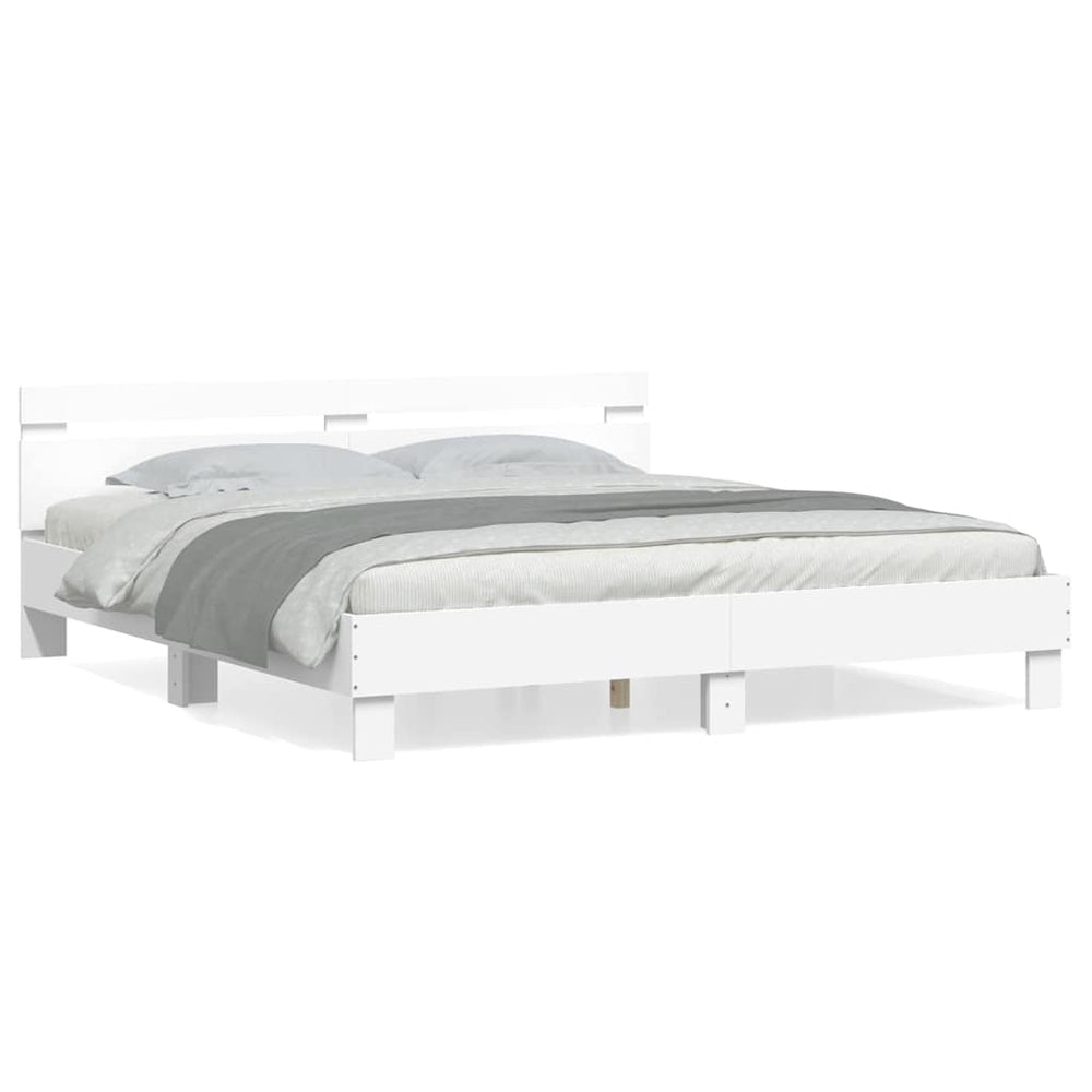 vidaXL Bed Frame with Headboard White 180x200 cm Engineered Wood