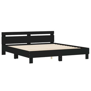 vidaXL Bed Frame with Headboard Black 180x200 cm Engineered Wood