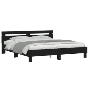vidaXL Bed Frame with Headboard Black 180x200 cm Engineered Wood