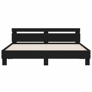 vidaXL Bed Frame with Headboard Black 180x200 cm Engineered Wood