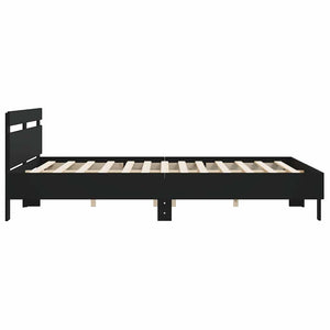 vidaXL Bed Frame with Headboard Black 180x200 cm Engineered Wood
