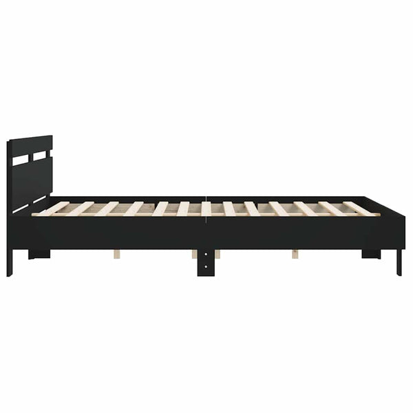 vidaXL Bed Frame with Headboard Black 180x200 cm Engineered Wood